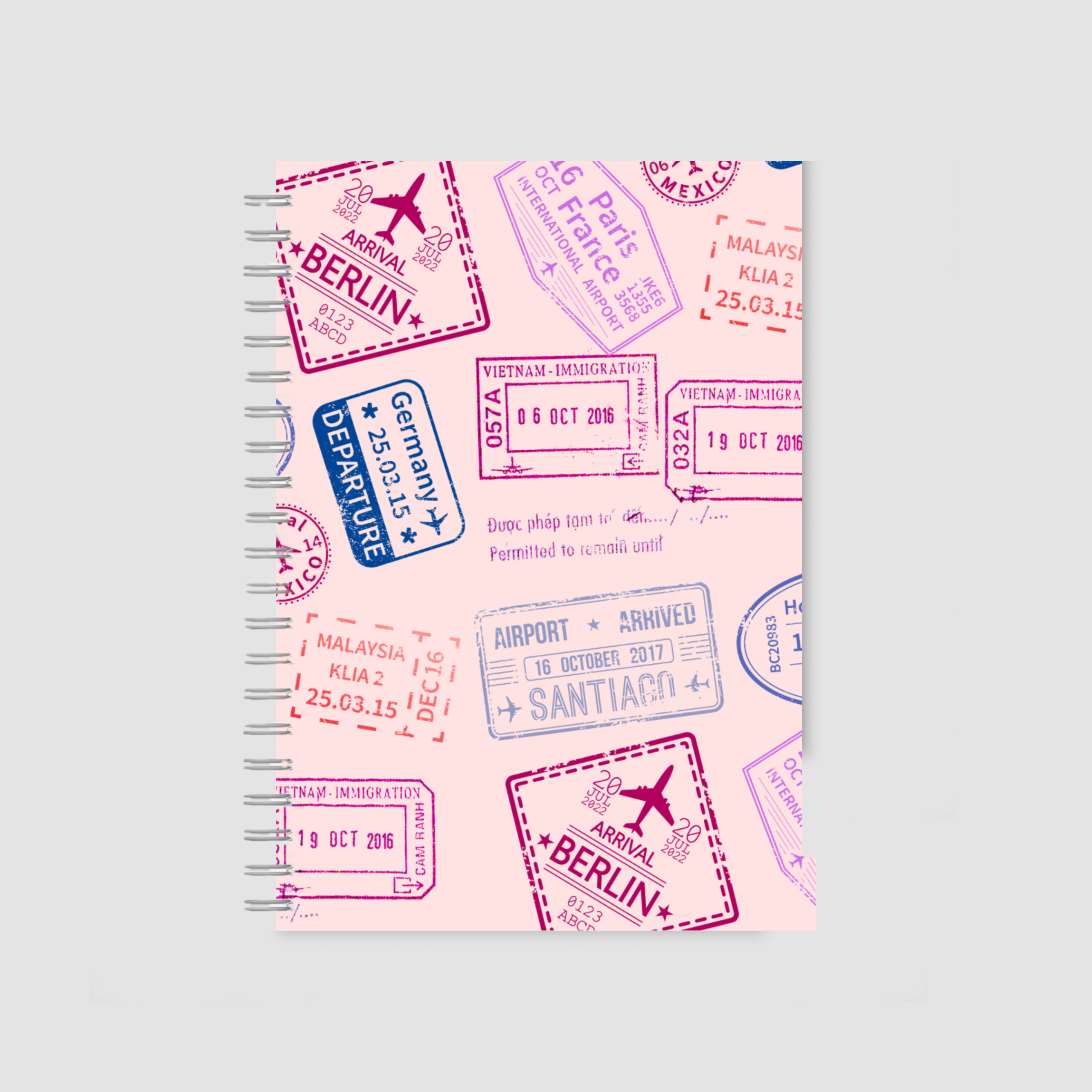 Pink Passport - Wiro Bound Notepads